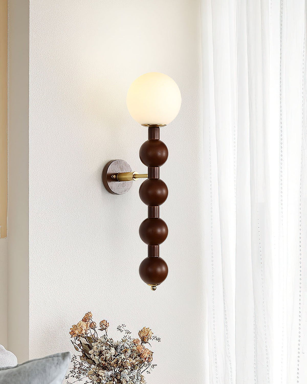 Aplique de pared Gourd en madera, metal y vidrio estilo moderno