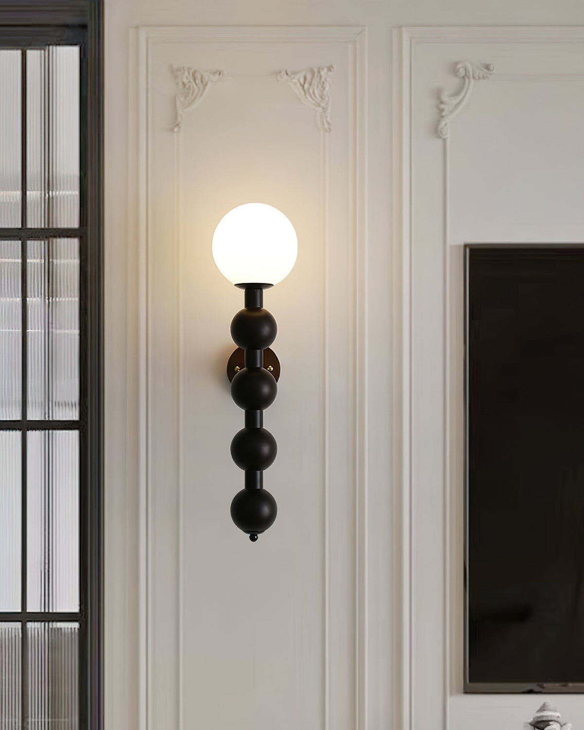 Aplique de pared Gourd en madera, metal y vidrio estilo moderno