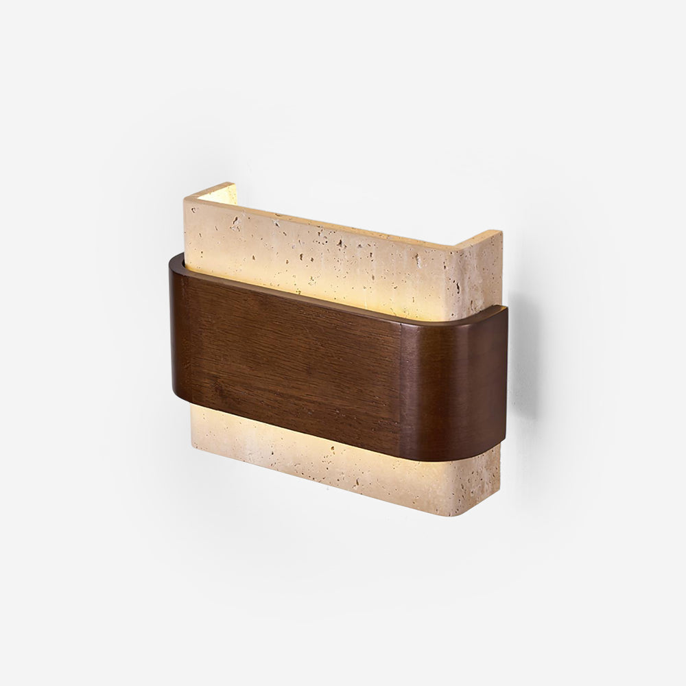 Valeneria aplique de pared travertino con acabado en madera Arco