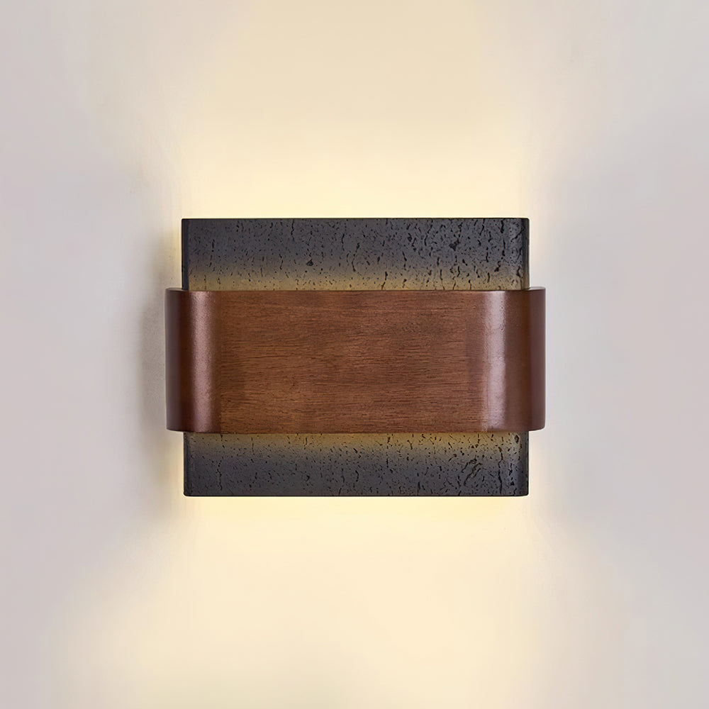 Valeneria aplique de pared travertino con acabado en madera Arco