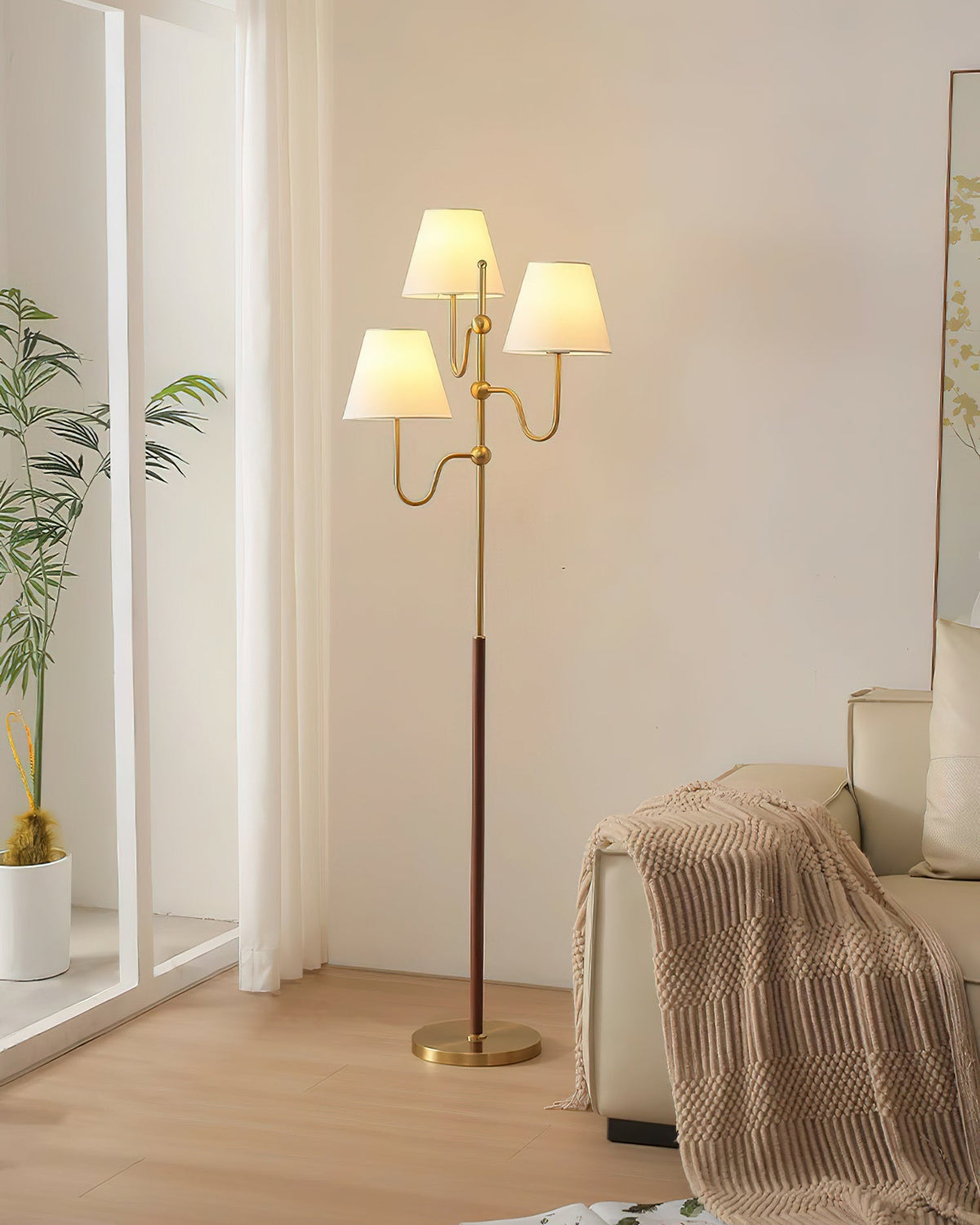 Vevenq lámpara de pie con pantalla de tela