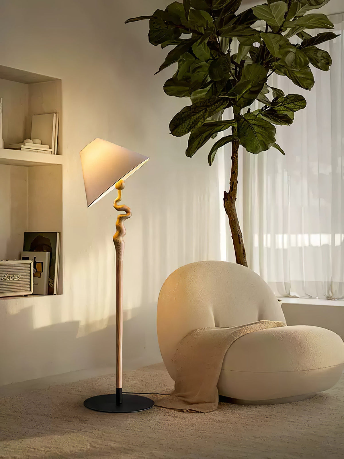 Avloril lámpara de pie artística de madera