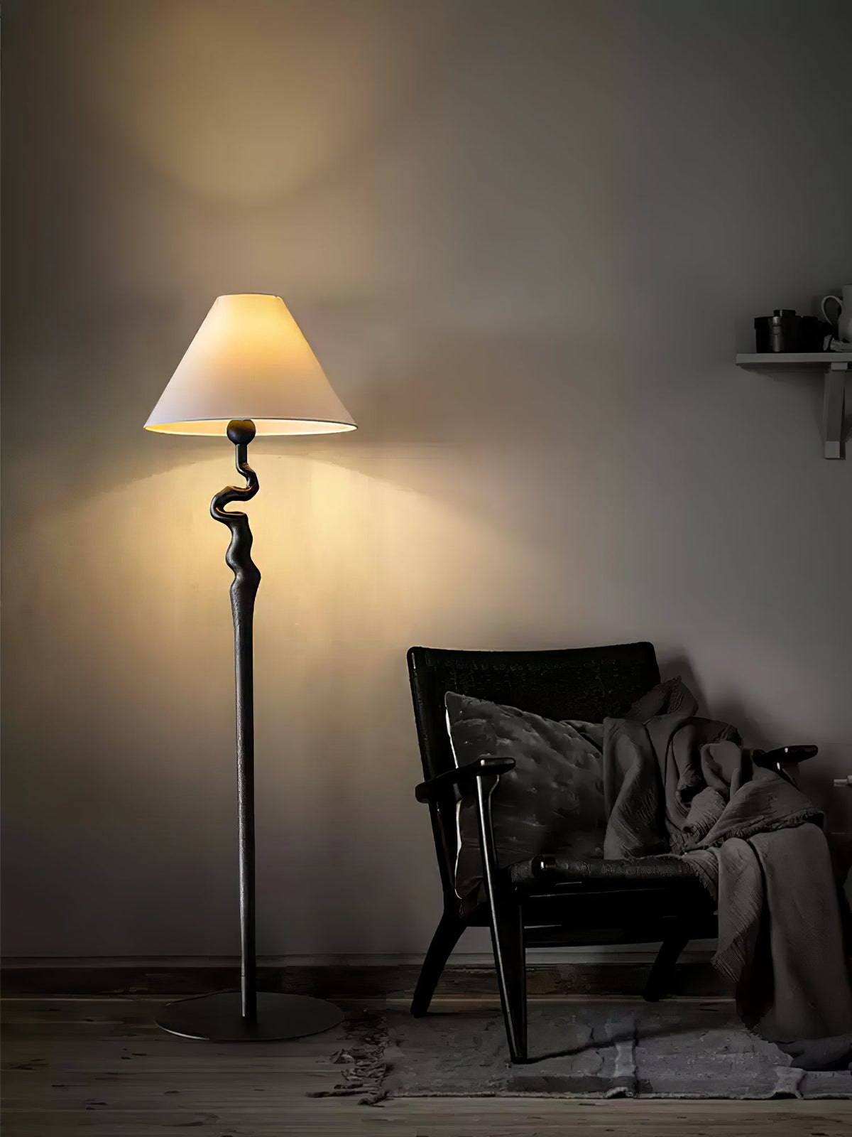 Avloril lámpara de pie artística de madera