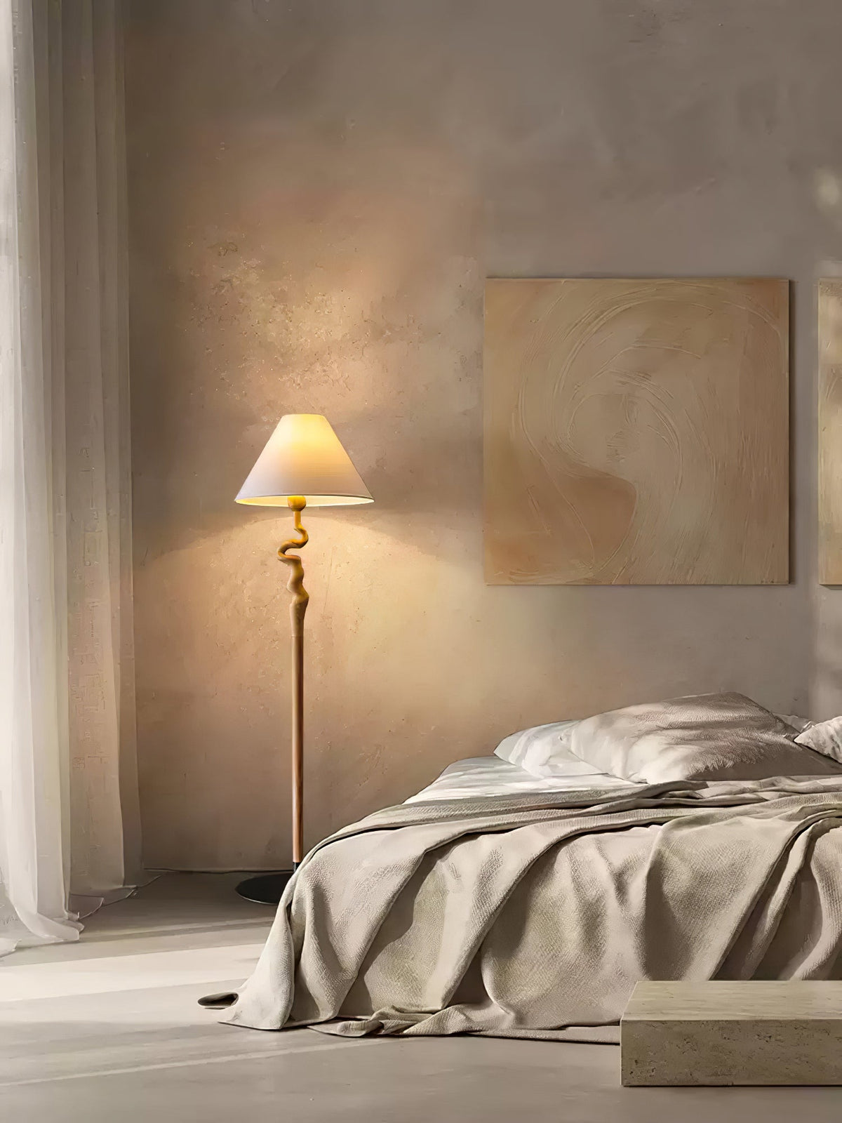 Avloril lámpara de pie artística de madera
