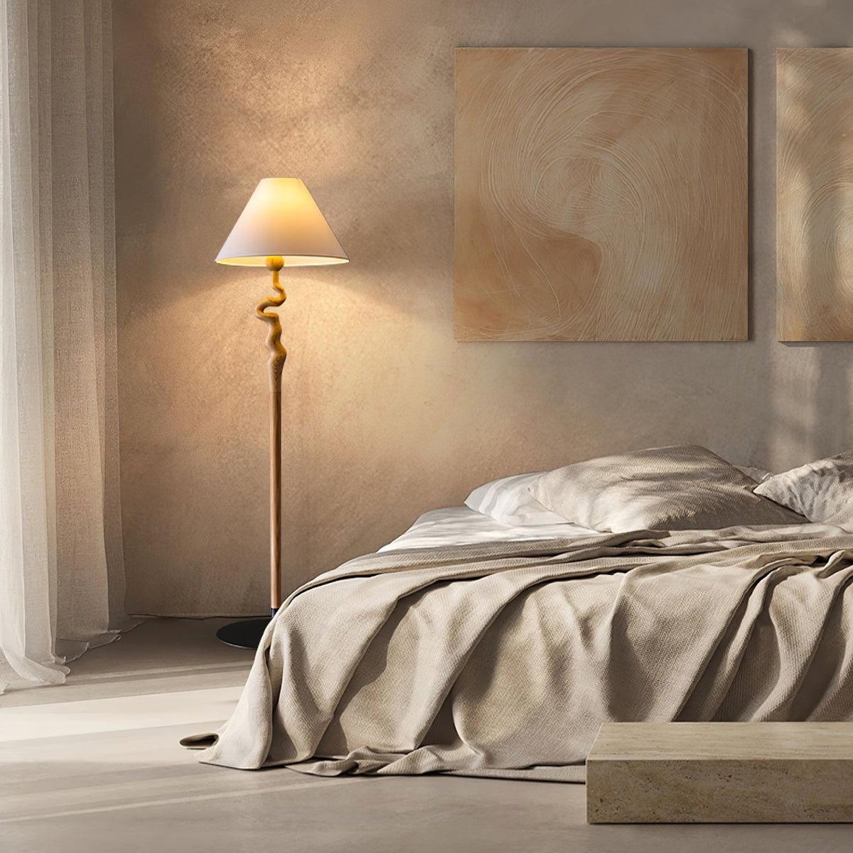 Avloril lámpara de pie artística de madera