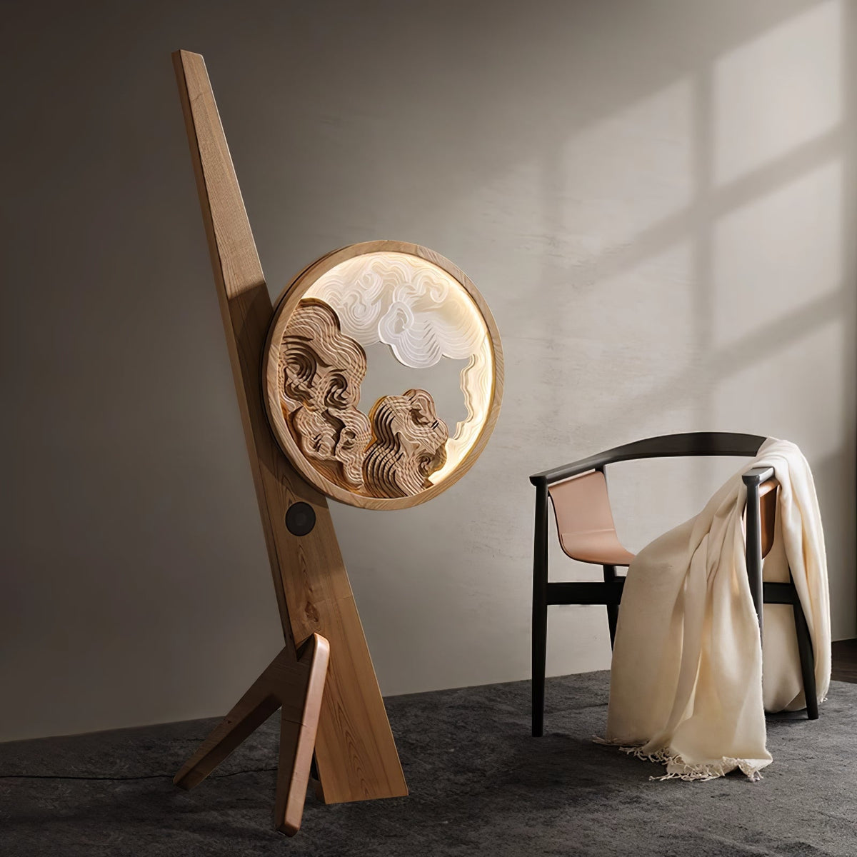 Cunoreth lámpara de mesa rústica de madera