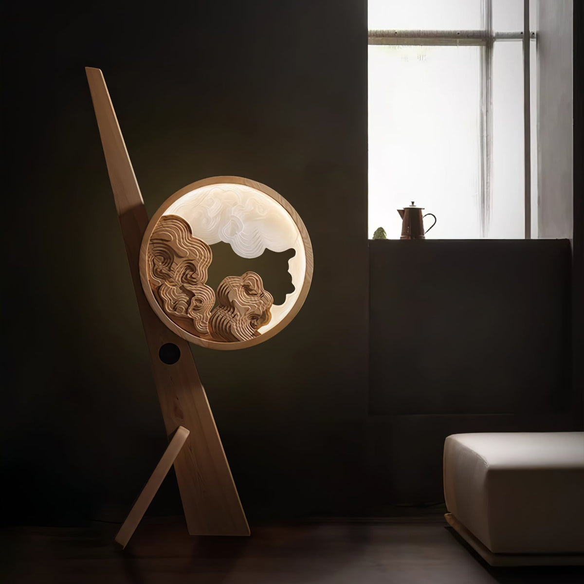 Cunoreth lámpara de mesa rústica de madera