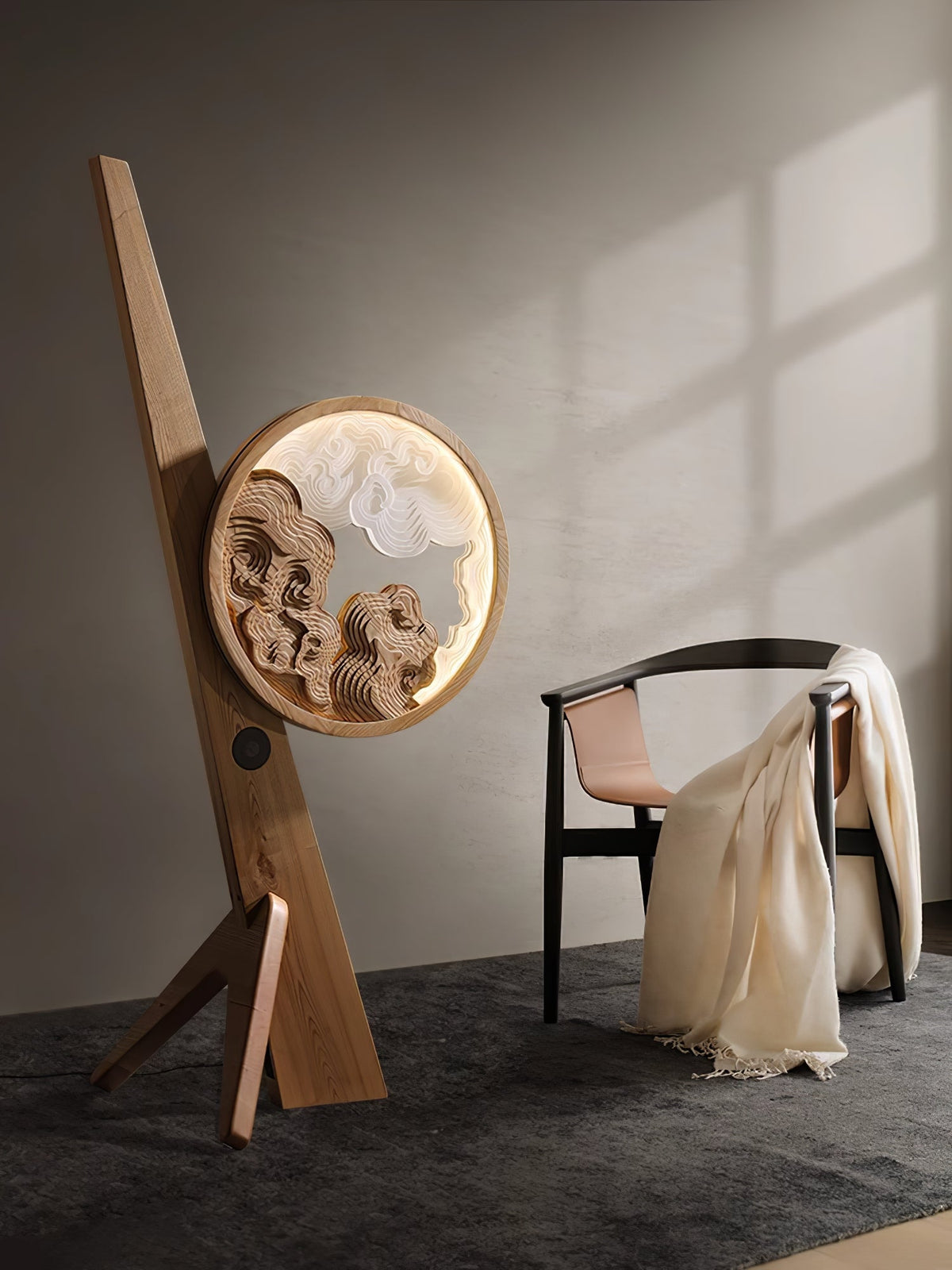 Cunoreth lámpara de mesa rústica de madera