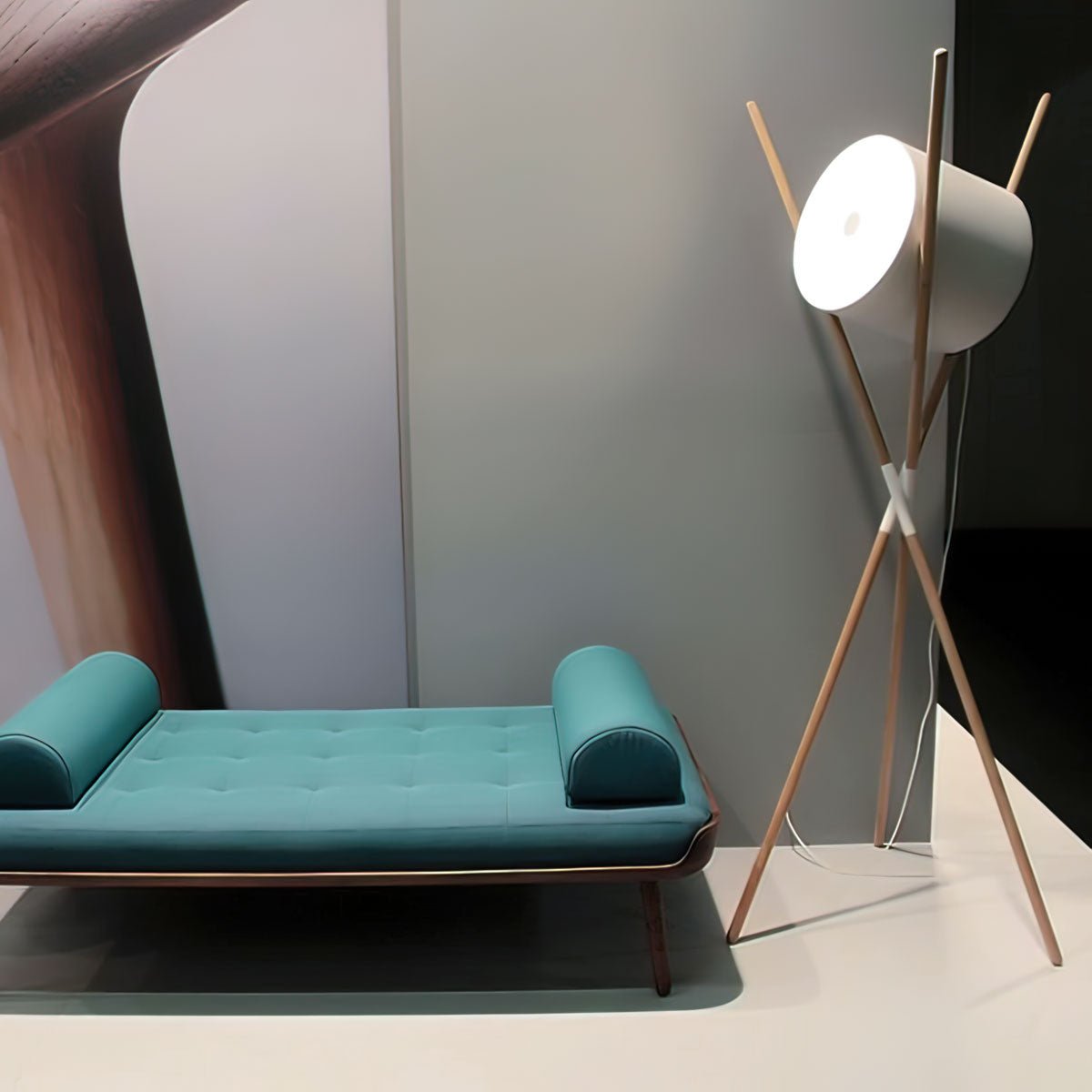 Syloena lámpara de pie contemporánea de madera