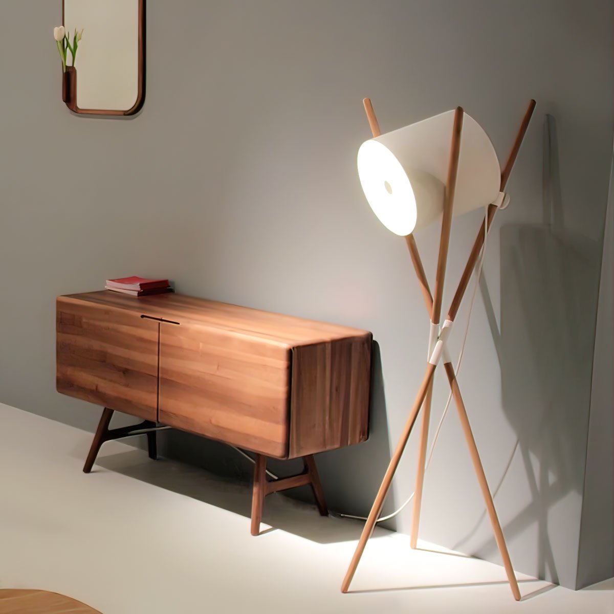 Syloena lámpara de pie contemporánea de madera