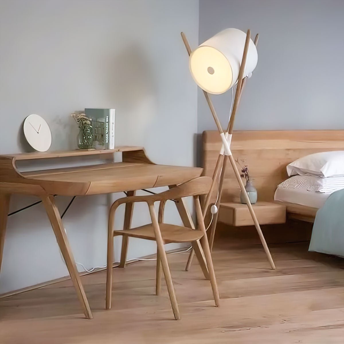 Syloena lámpara de pie contemporánea de madera