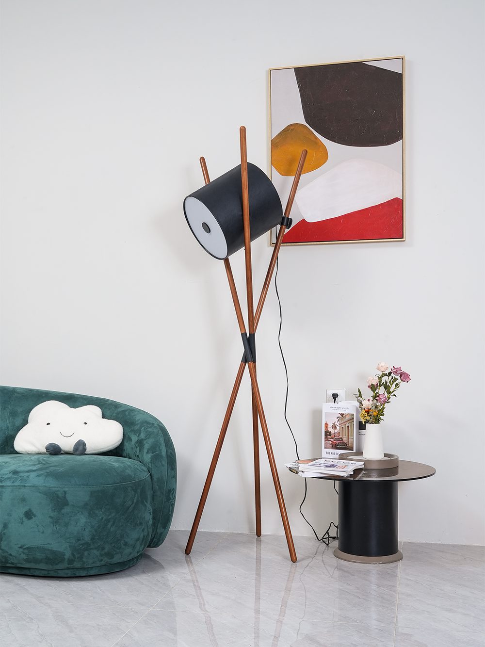 Syloena lámpara de pie contemporánea de madera