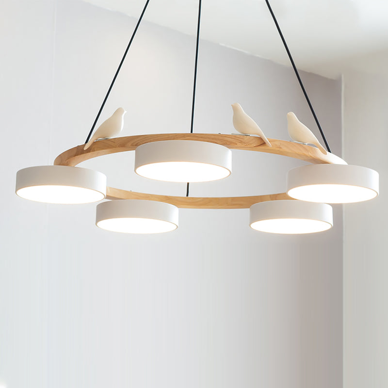 Muto Lámpara de Araña Redonda con Pájaros
