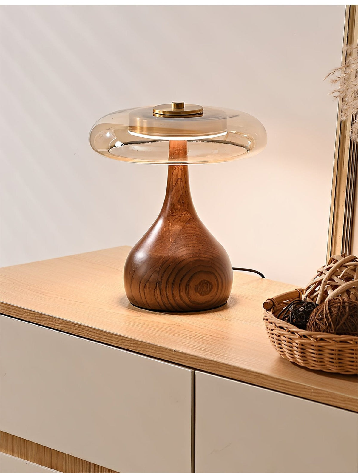 Bux lámpara de mesa moderna de madera