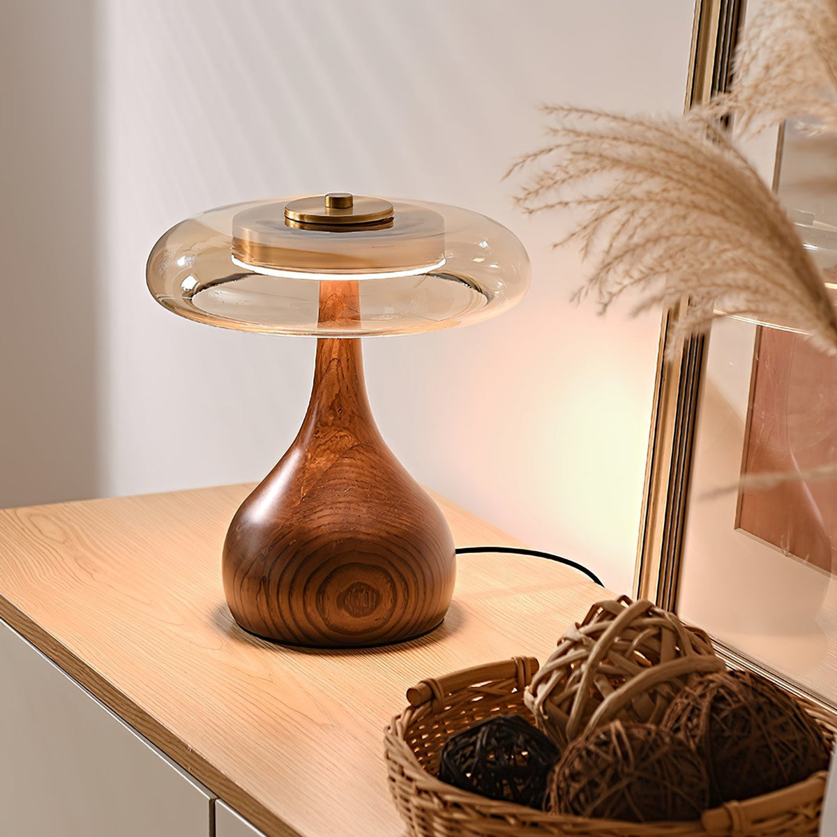 Bux lámpara de mesa moderna de madera