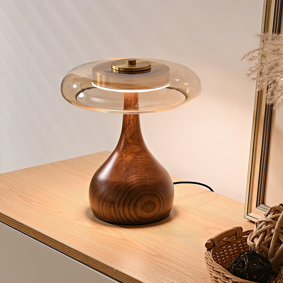 Bux lámpara de mesa moderna de madera