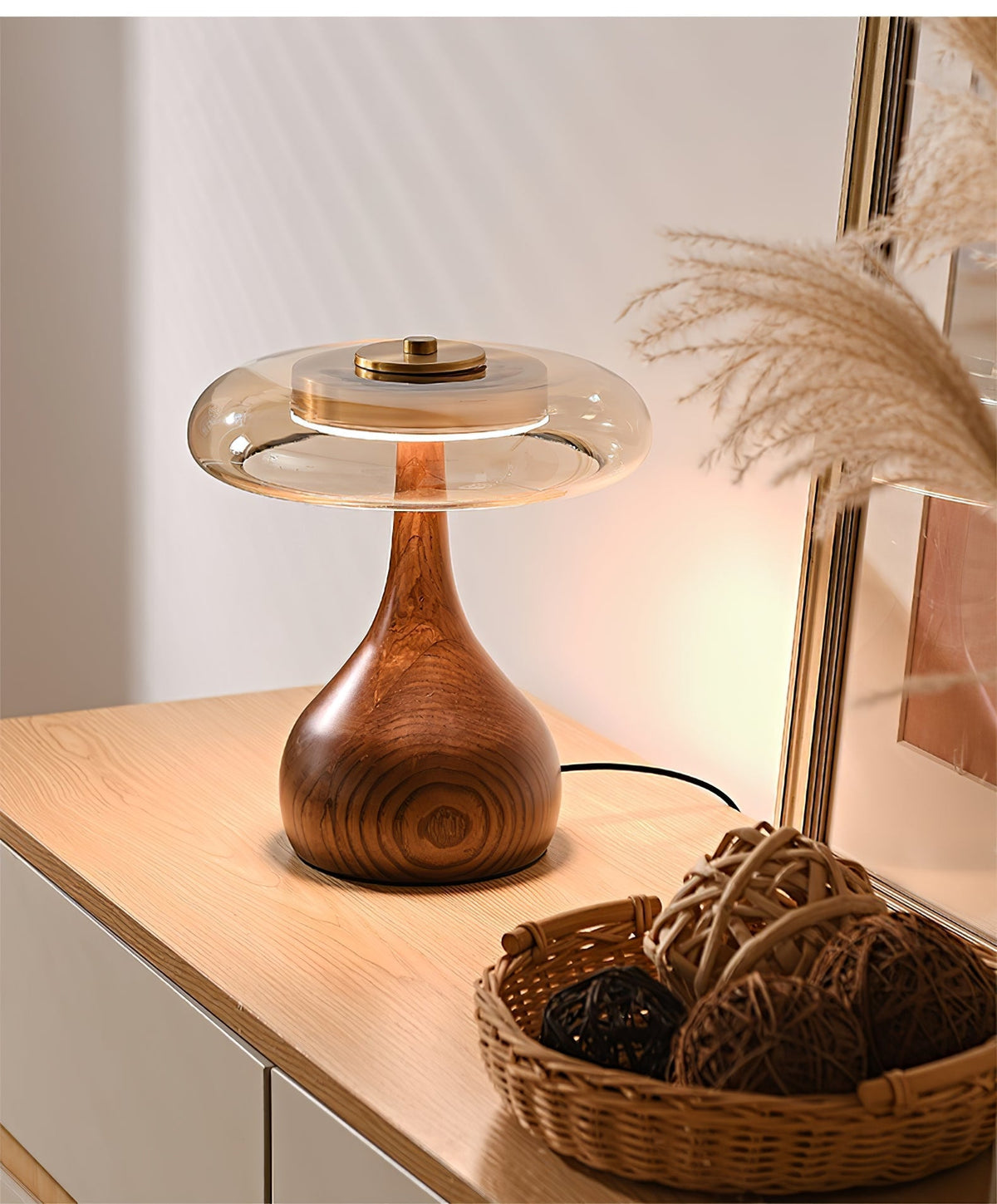Bux lámpara de mesa moderna de madera