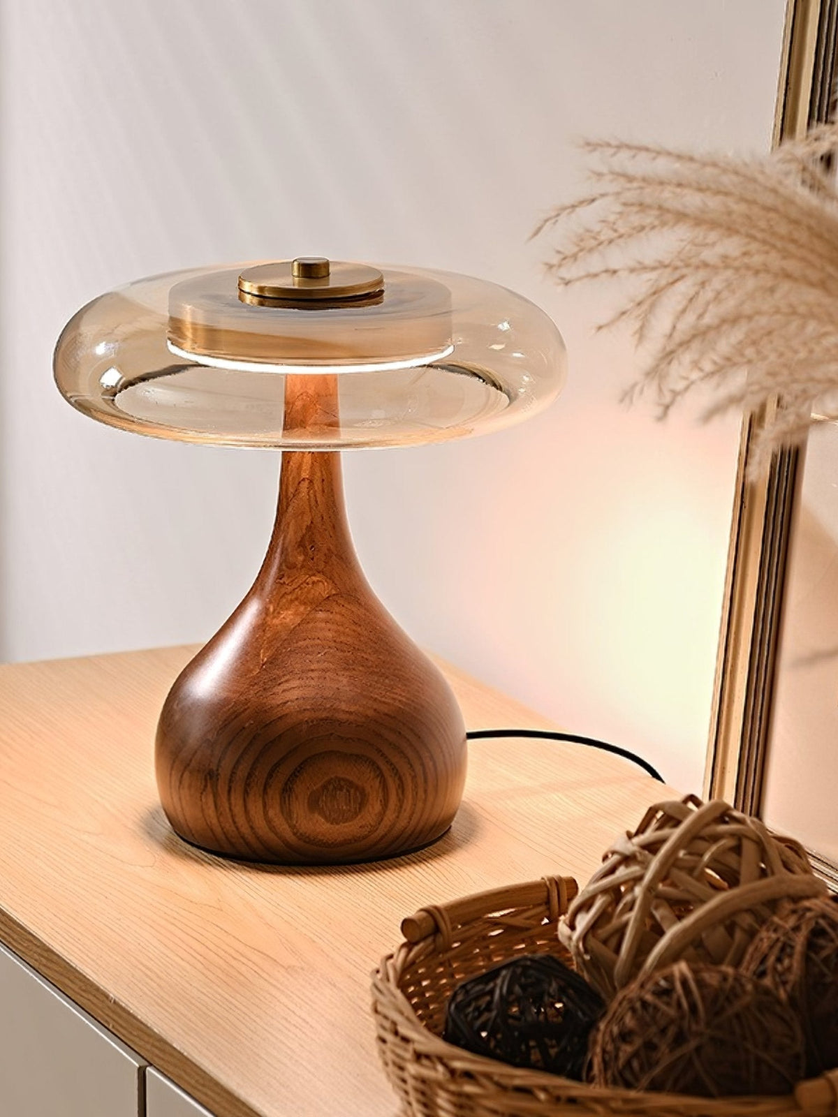 Bux lámpara de mesa moderna de madera