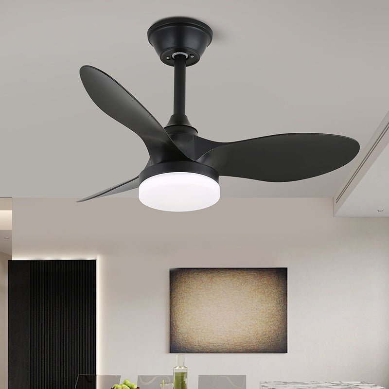 Elvelira ventilador de techo con luz minimalista negro madera