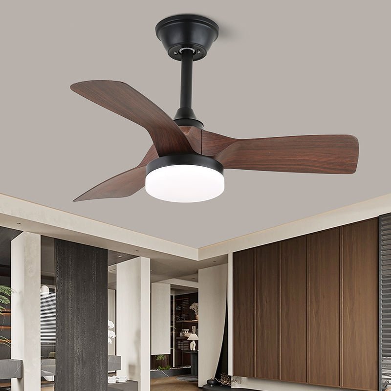 Elvelira ventilador de techo con luz minimalista negro madera