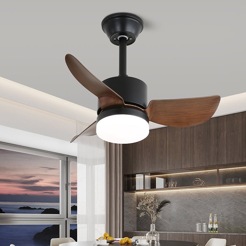 Elvelira ventilador de techo con luz minimalista negro madera