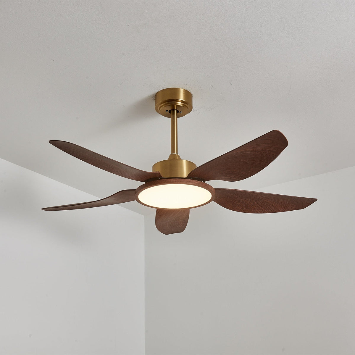Sylenel ventilador de techo con luz moderno de madera y latón