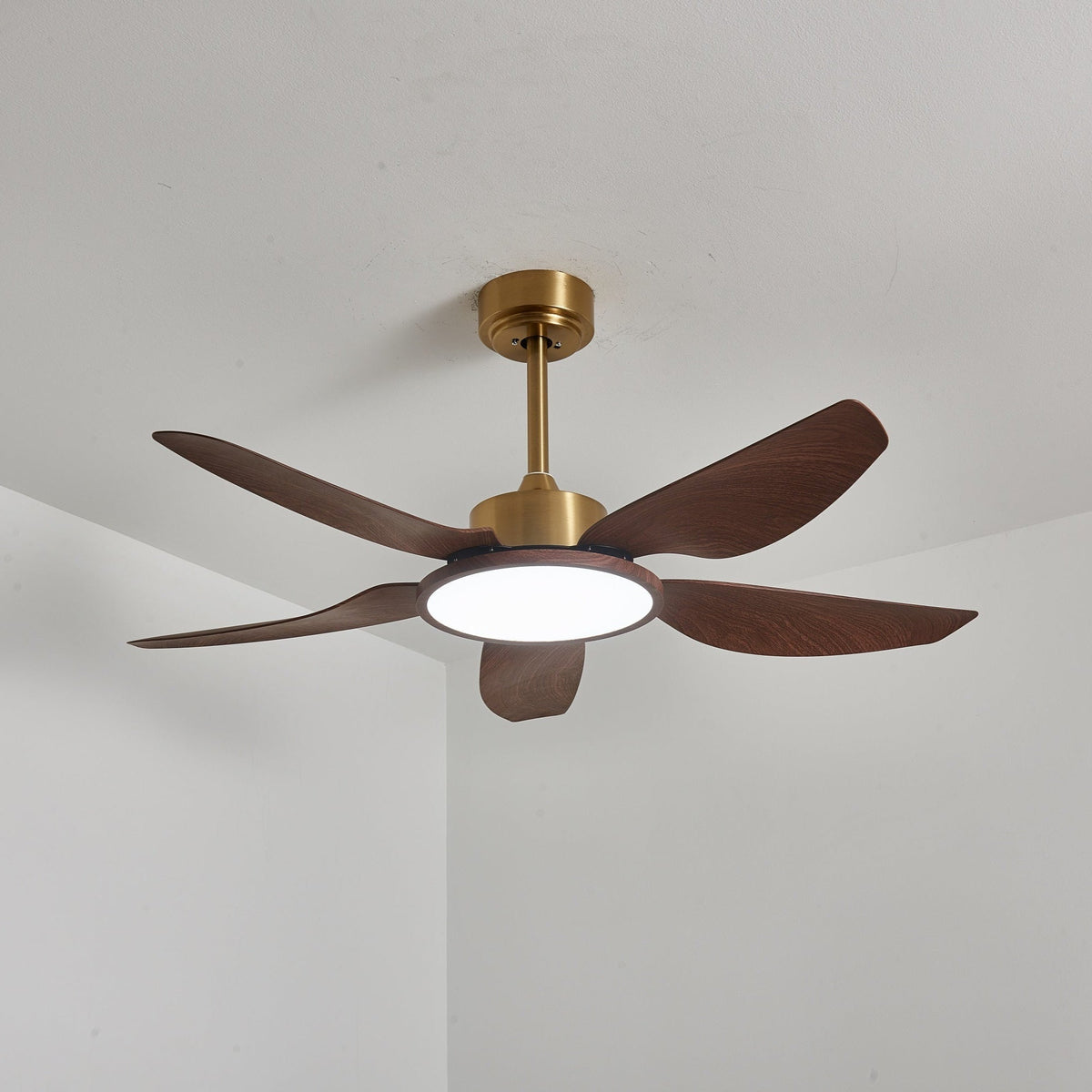 Sylenel ventilador de techo con luz moderno de madera y latón