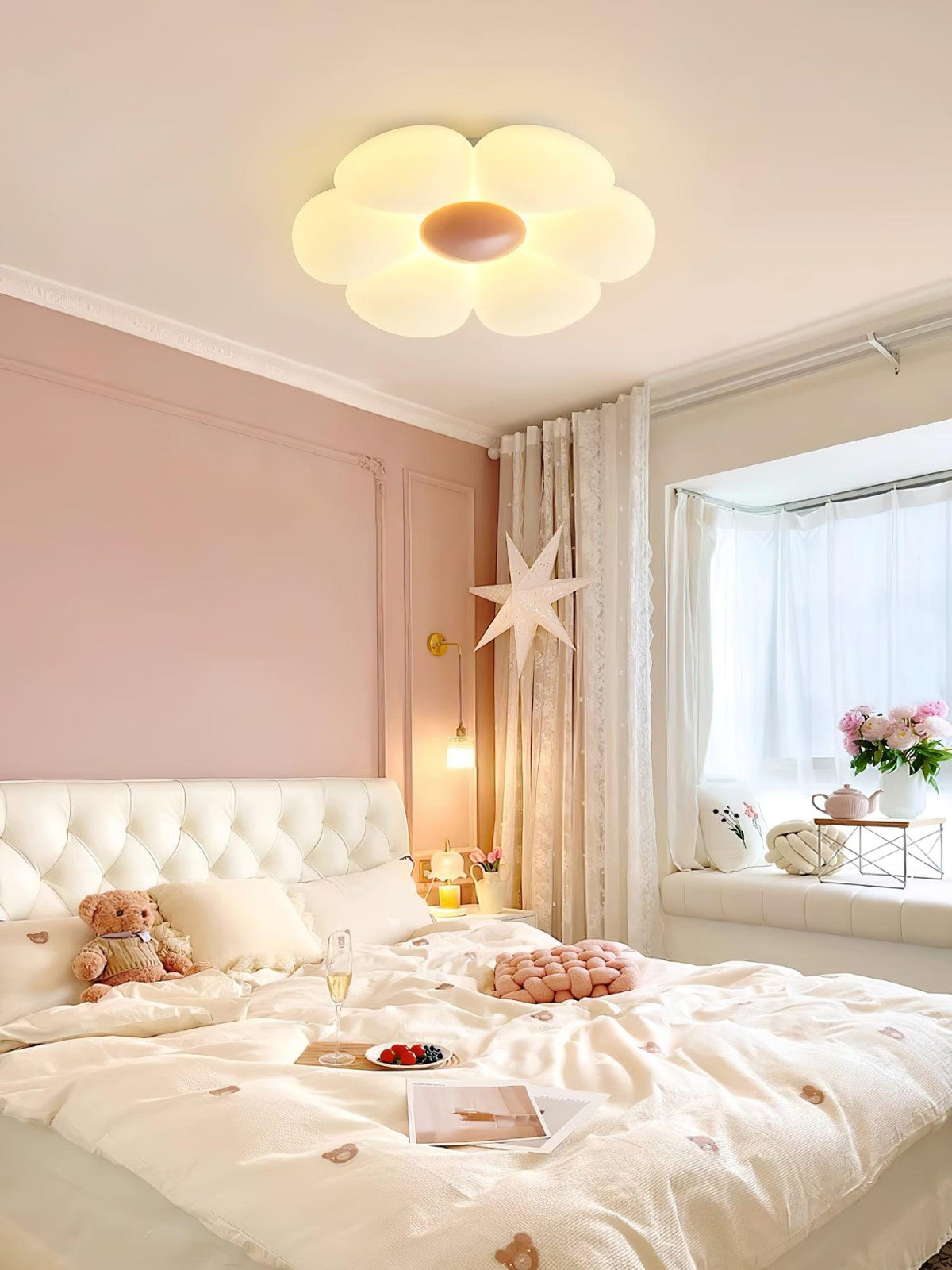 Liorinella lámpara de techo Six-Leaf Flower para habitación infantil