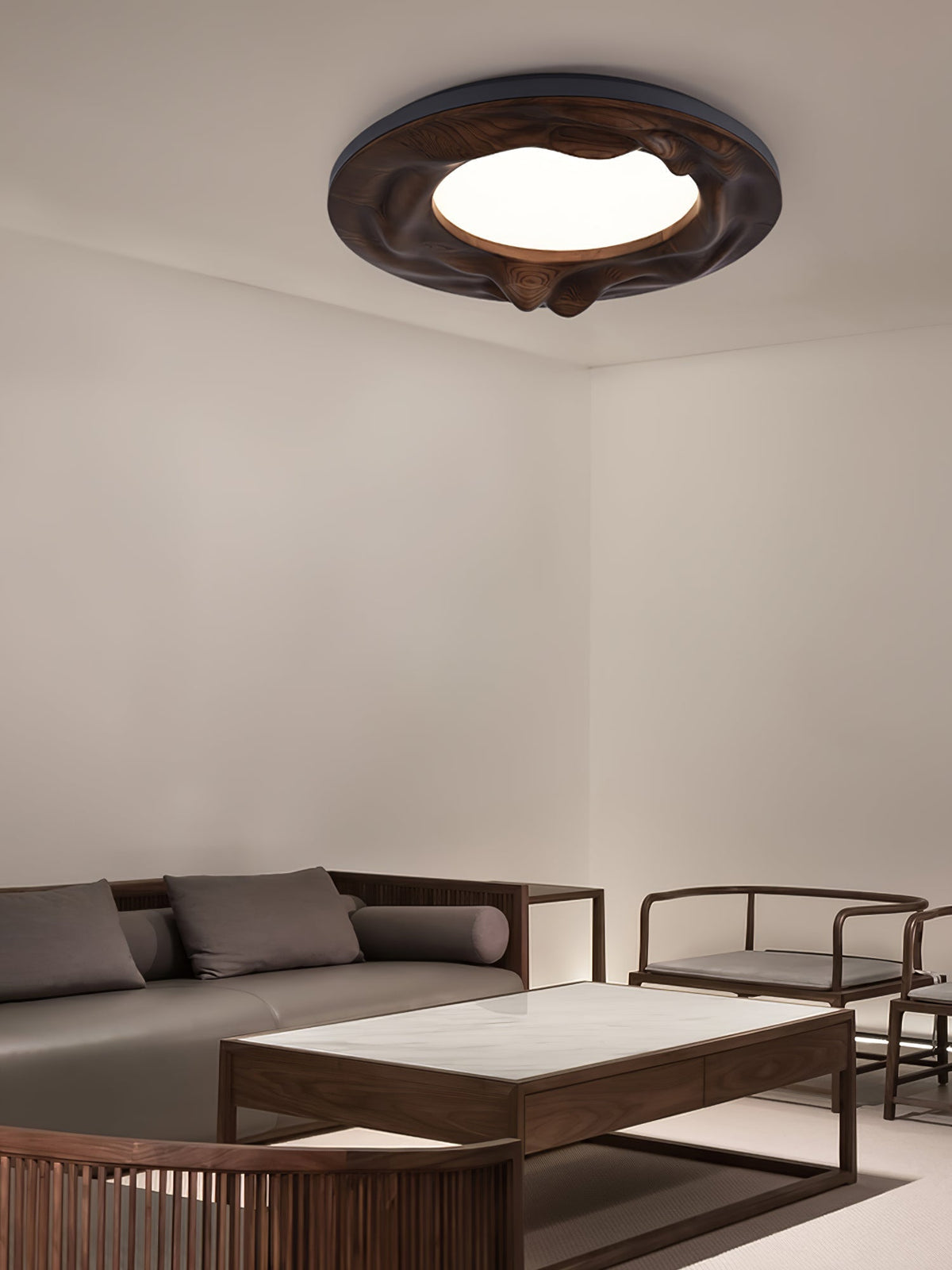 Rinarena lámpara de techo madera ondulaciones orgánicas tranquilidad