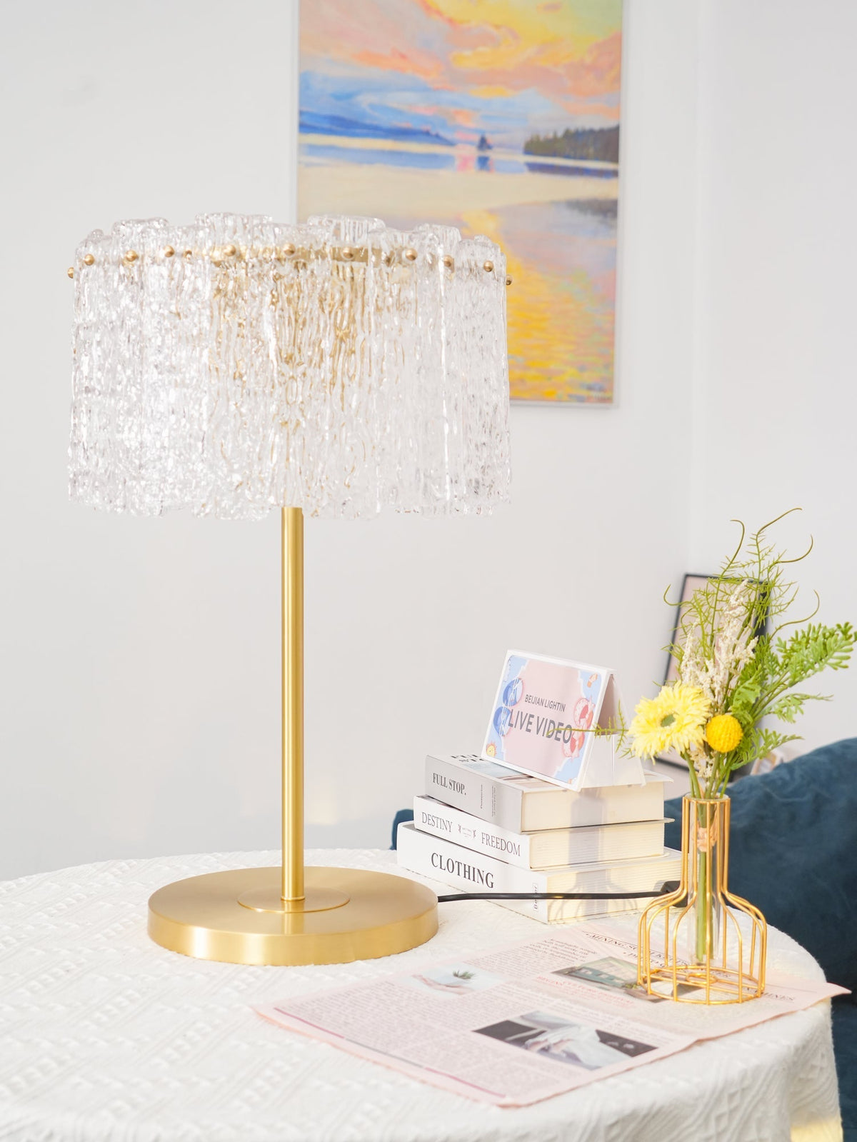 Cyrelina lámpara de mesa de cristal
