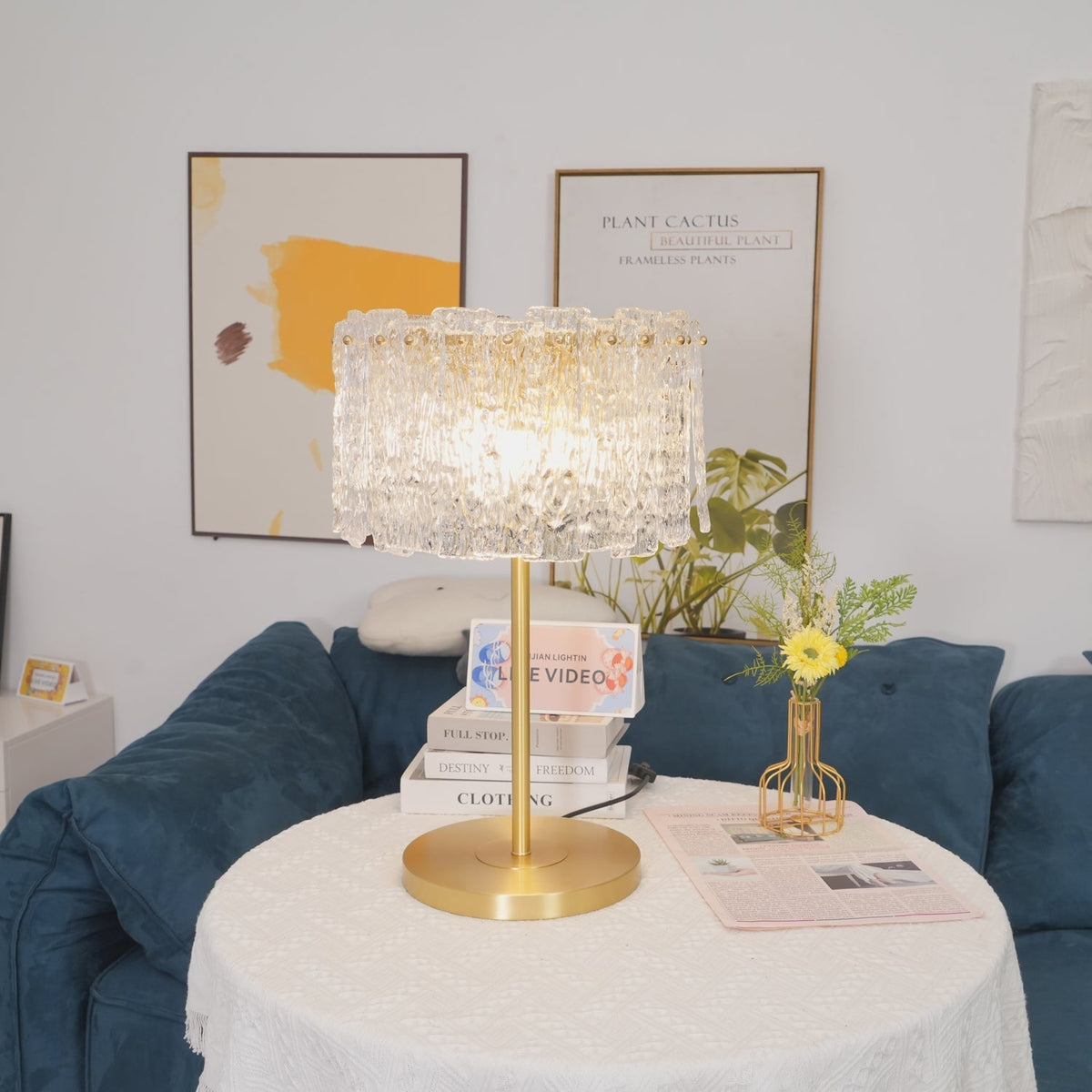 Cyrelina lámpara de mesa de cristal
