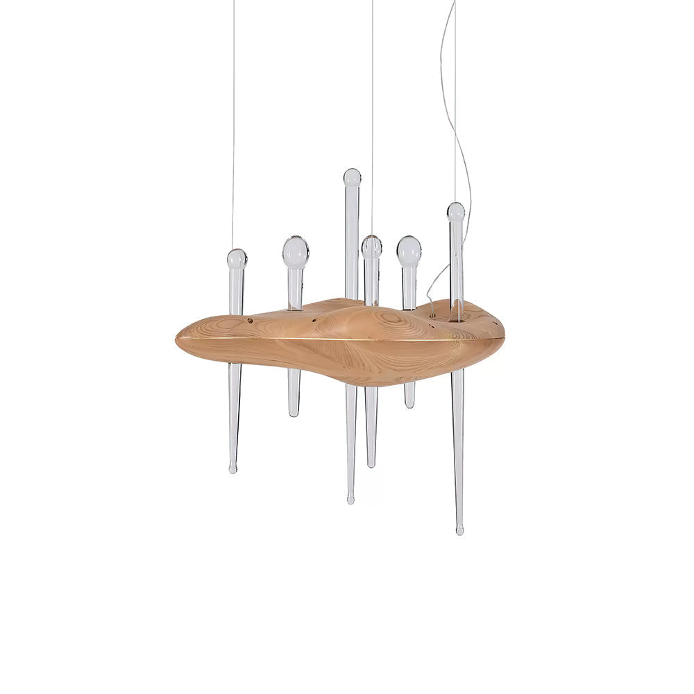 Umare lámpara colgante Whimsical de vidrio y madera