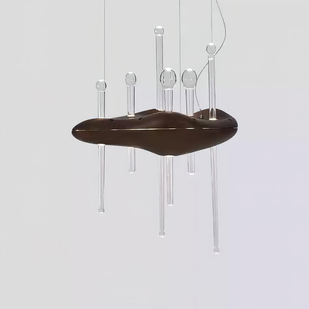 Umare lámpara colgante Whimsical de vidrio y madera
