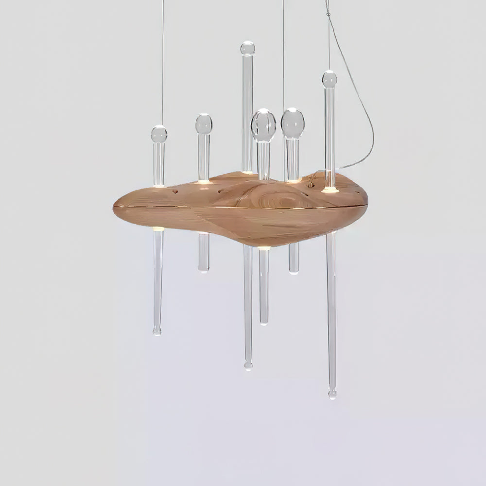 Umare lámpara colgante Whimsical de vidrio y madera
