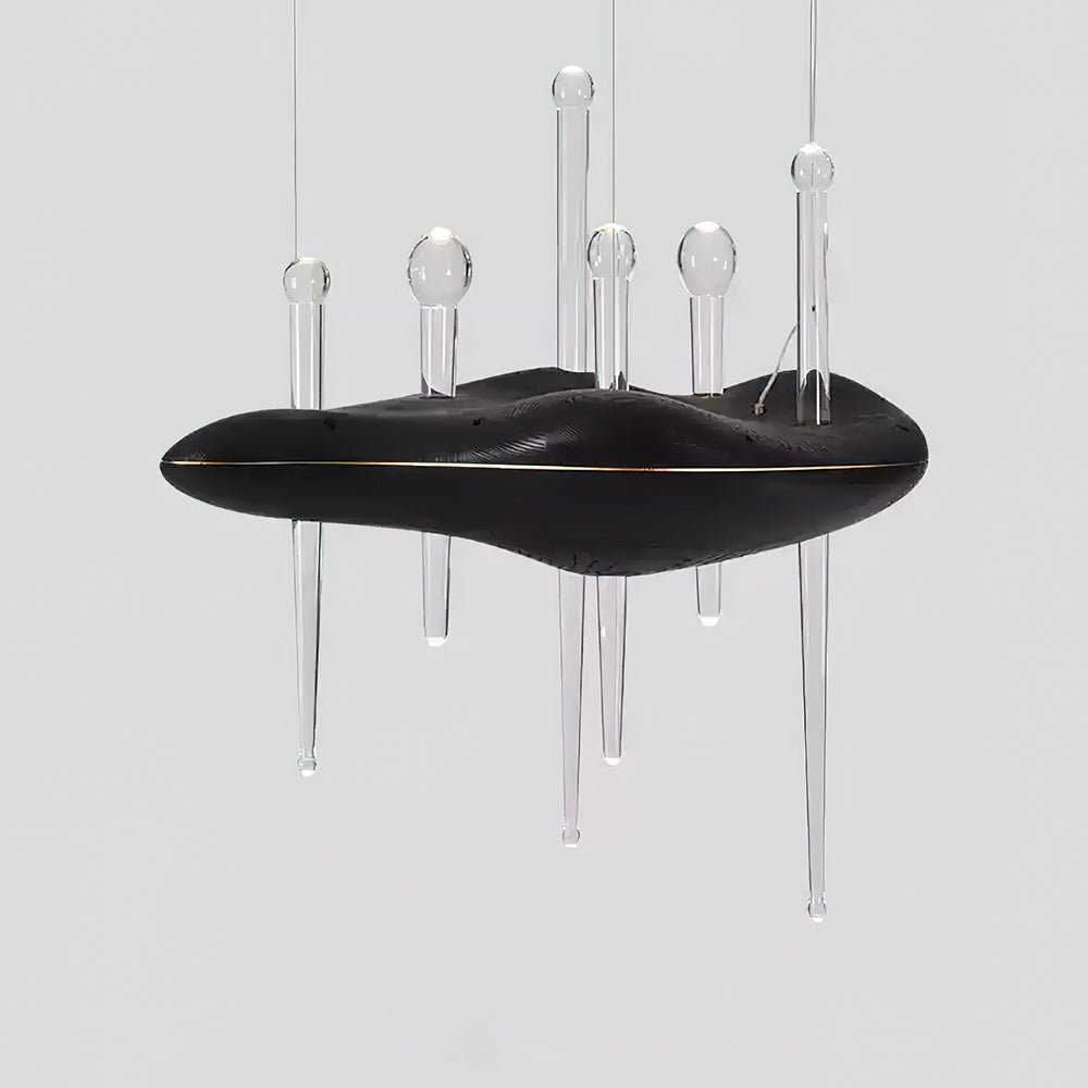 Umare lámpara colgante Whimsical de vidrio y madera