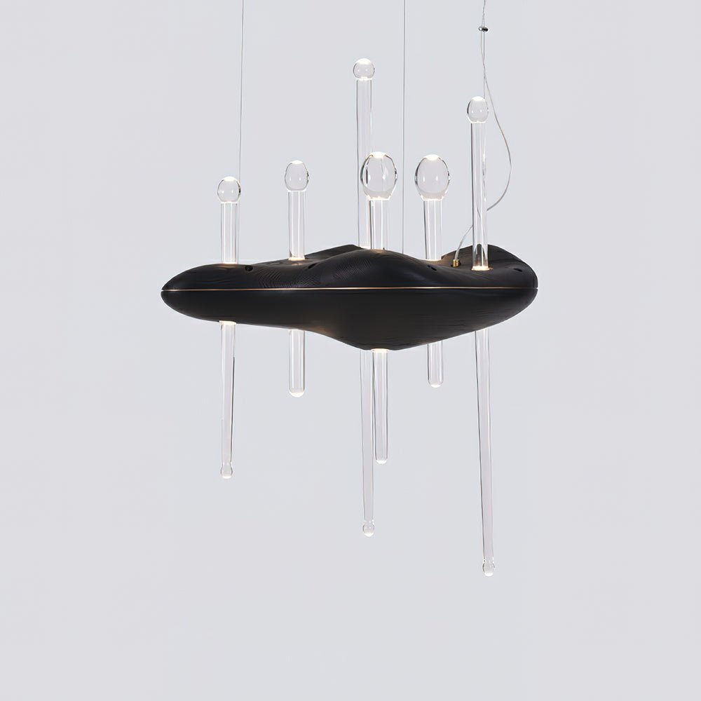 Umare lámpara colgante Whimsical de vidrio y madera