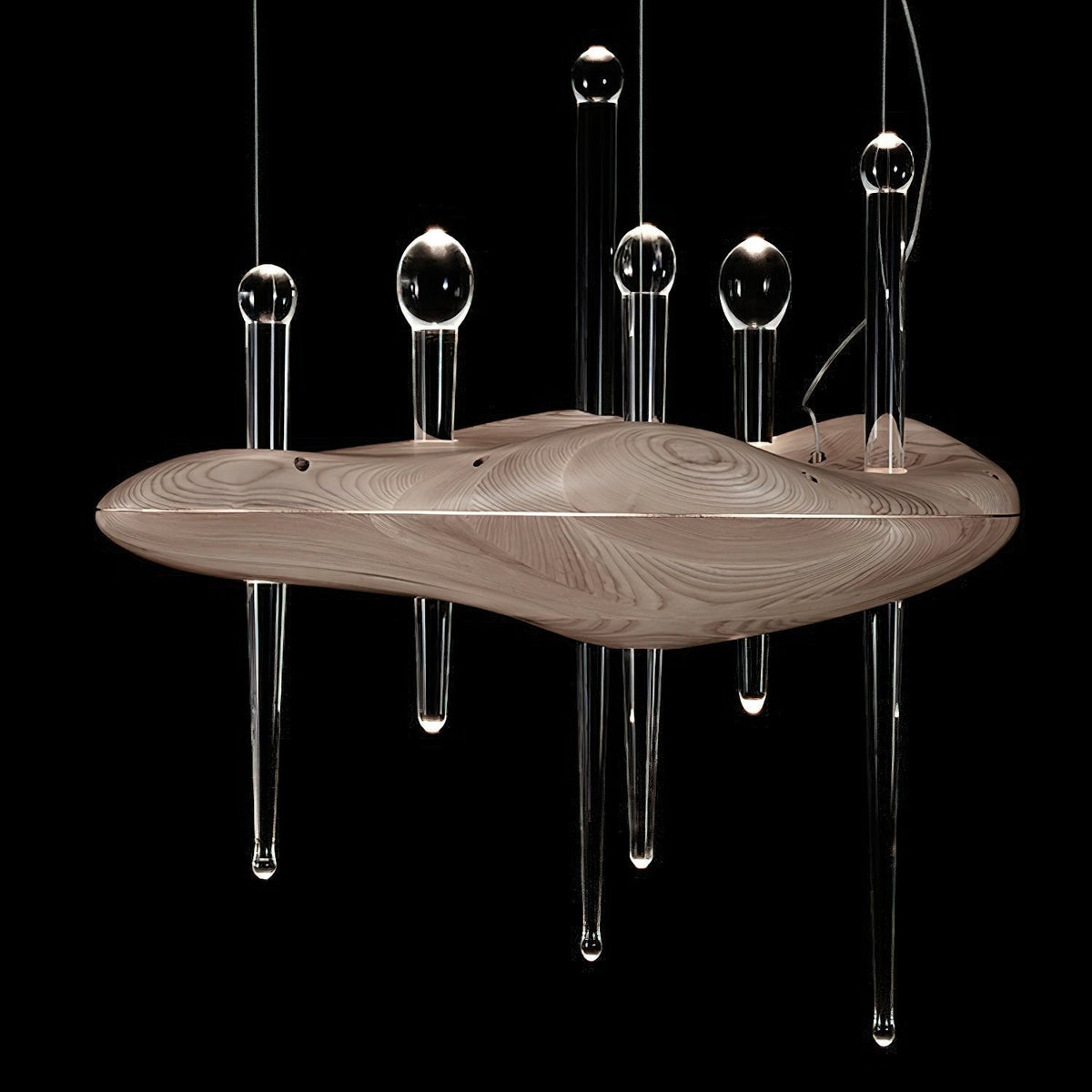 Umare lámpara colgante Whimsical de vidrio y madera