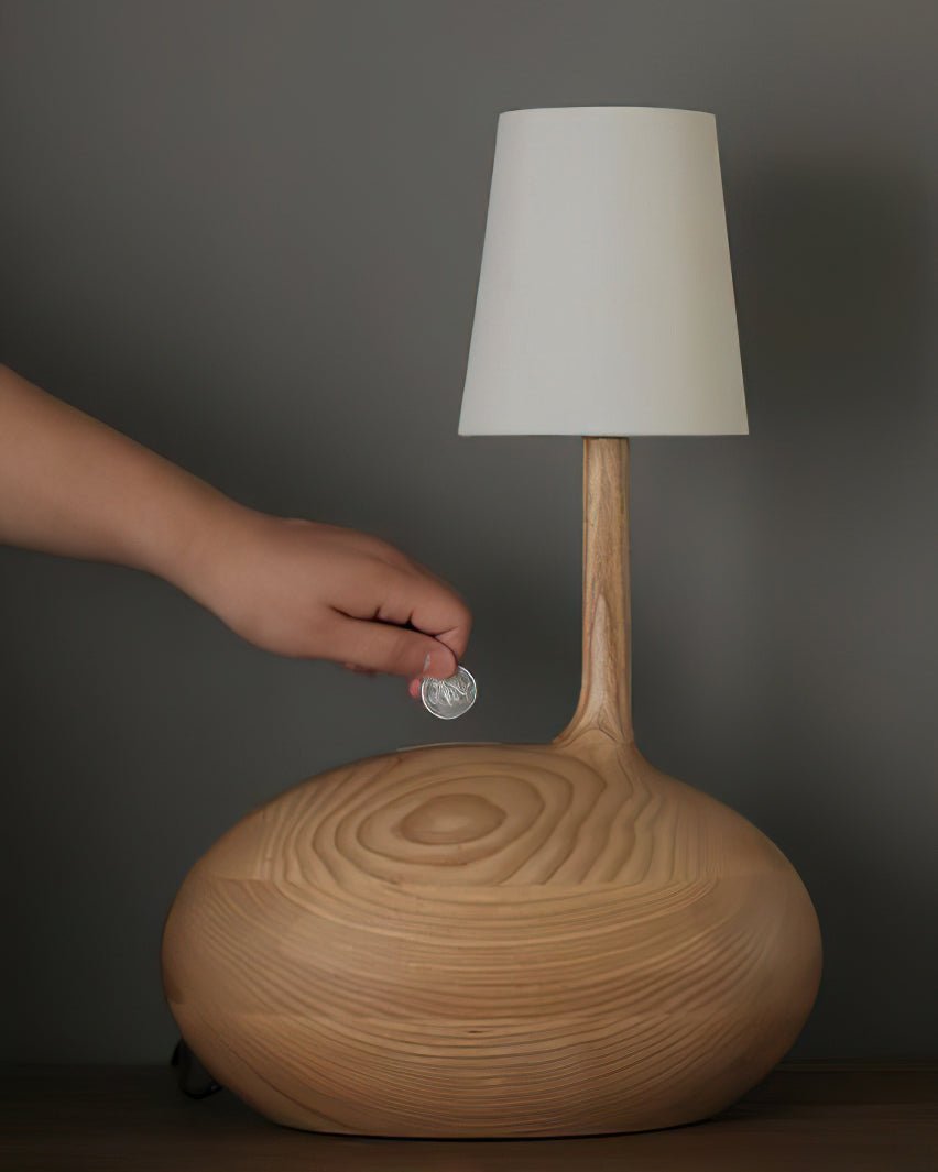 Brixten lámpara de mesa de madera y tejido