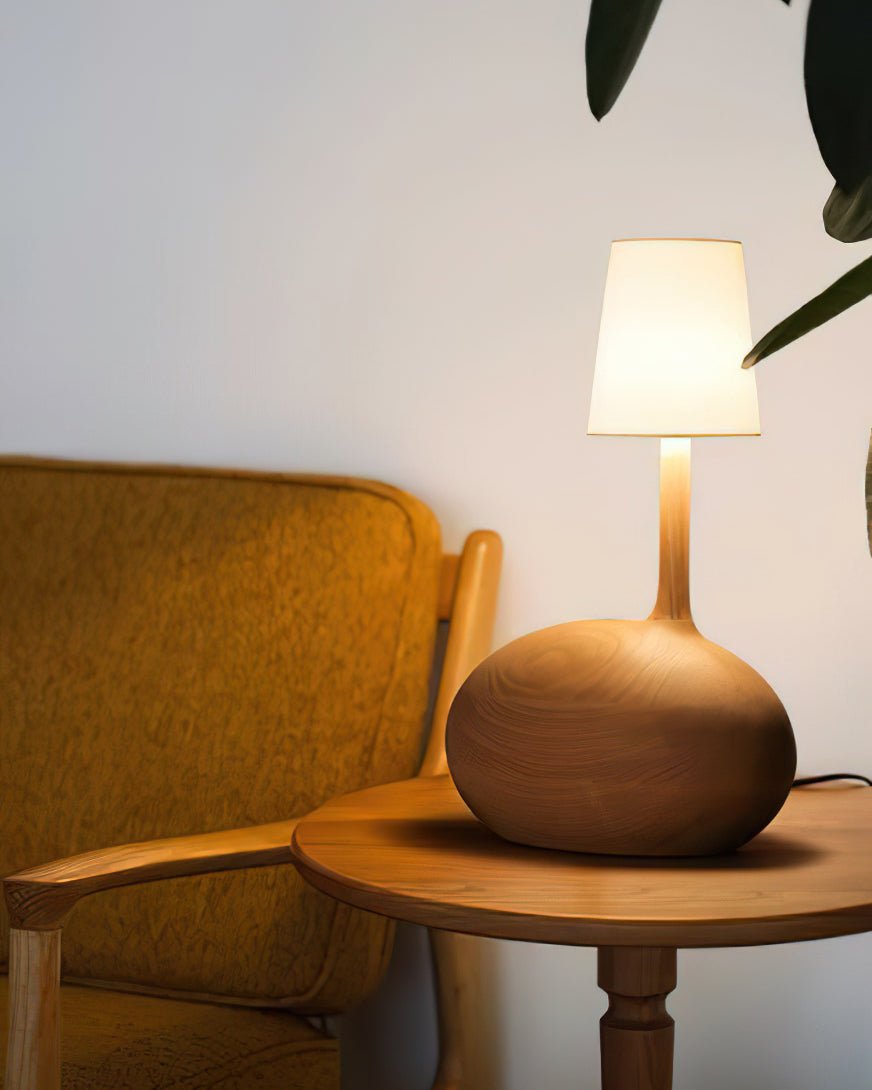 Brixten lámpara de mesa de madera y tejido