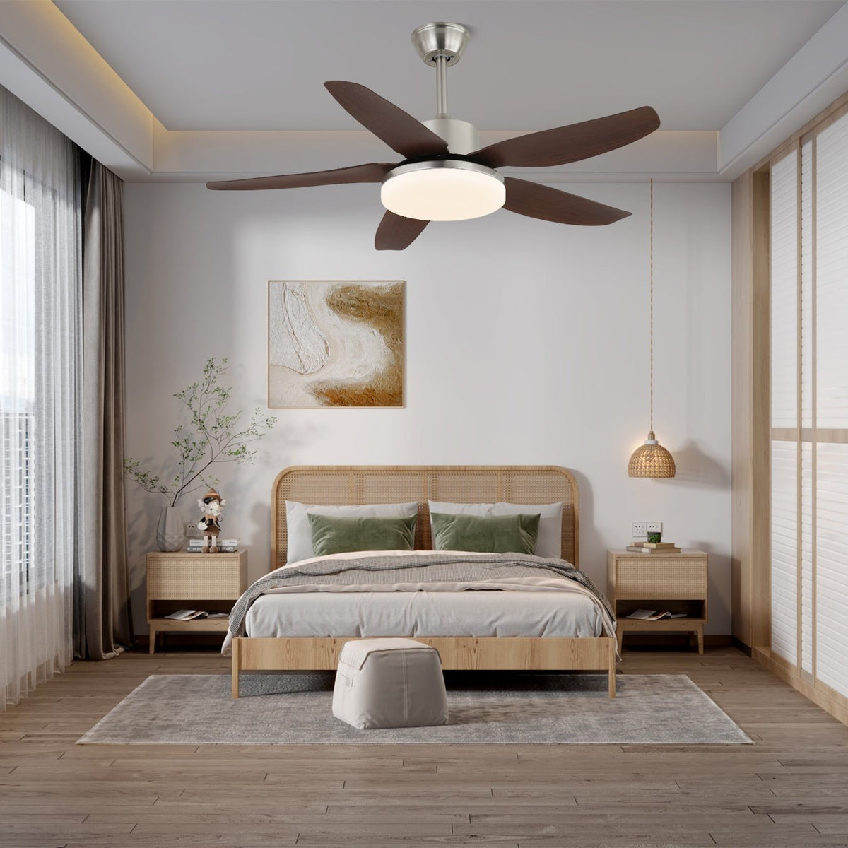 Eland ventilador de techo con luz de madera