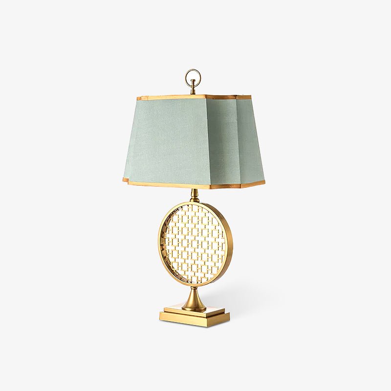 Lineine lámpara de mesa con tejido glam