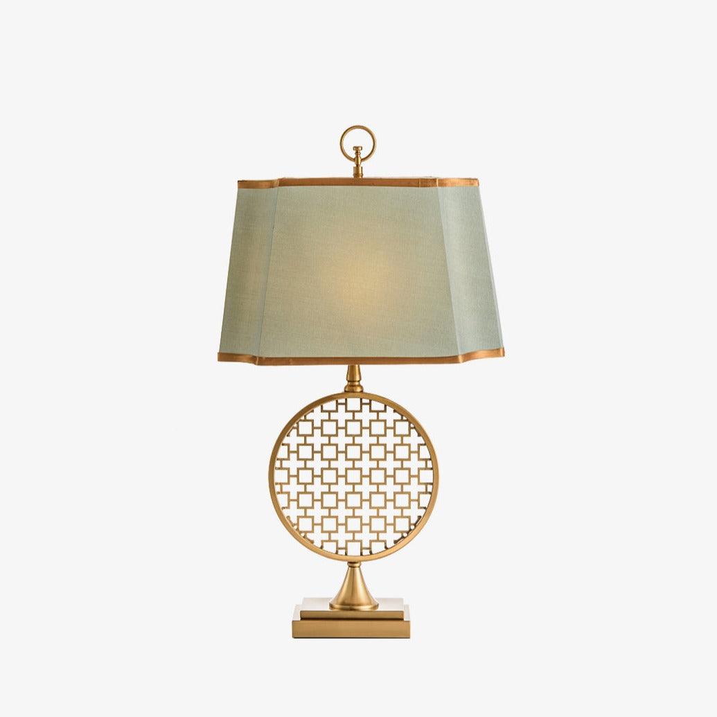 Lineine lámpara de mesa con tejido glam
