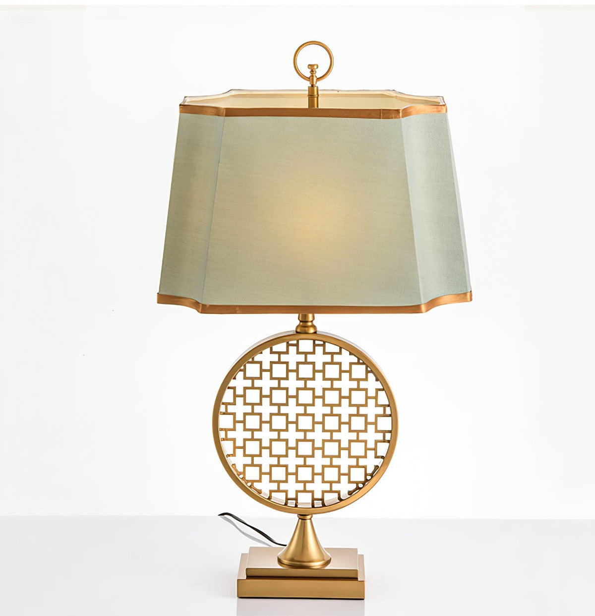 Lineine lámpara de mesa con tejido glam