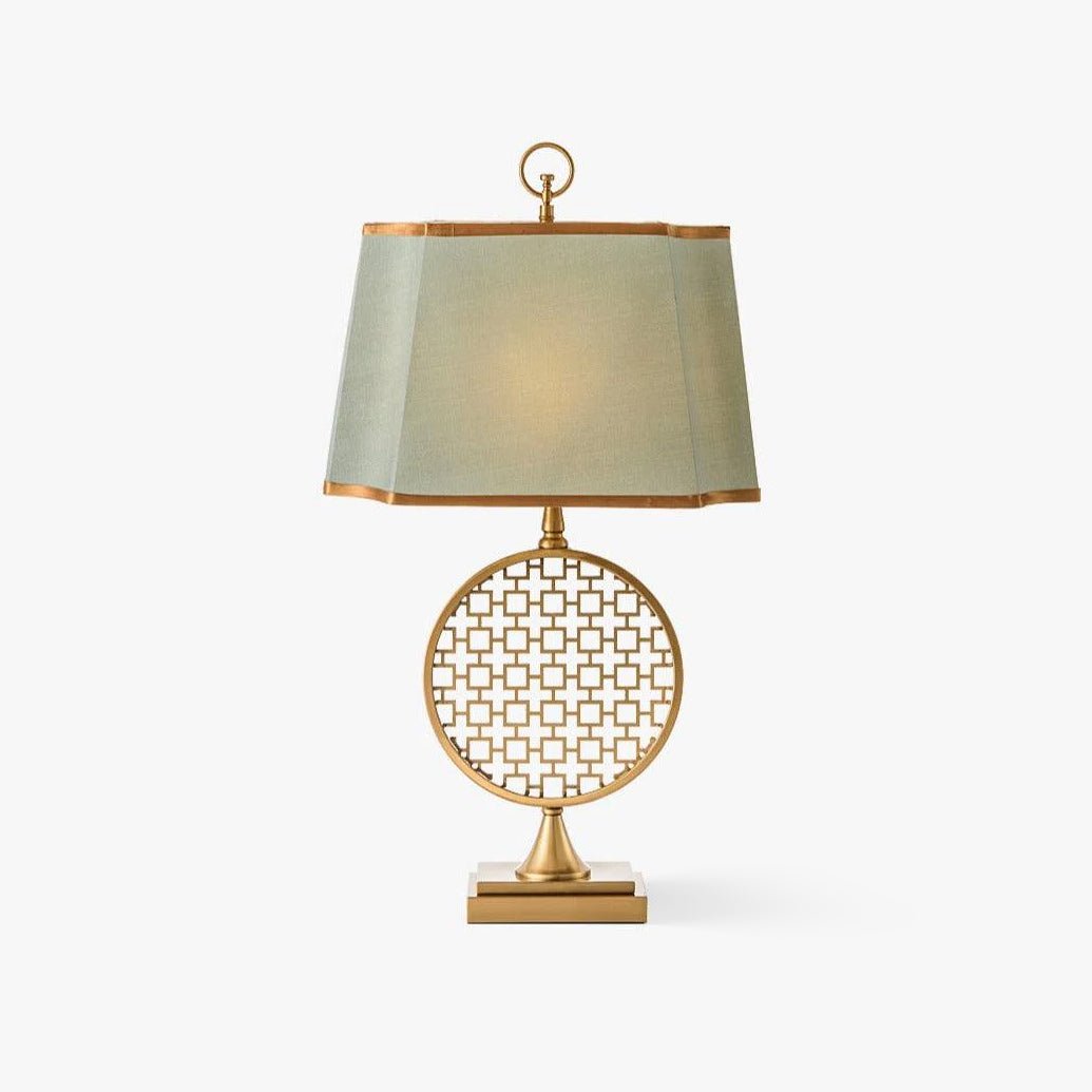 Lineine lámpara de mesa con tejido glam
