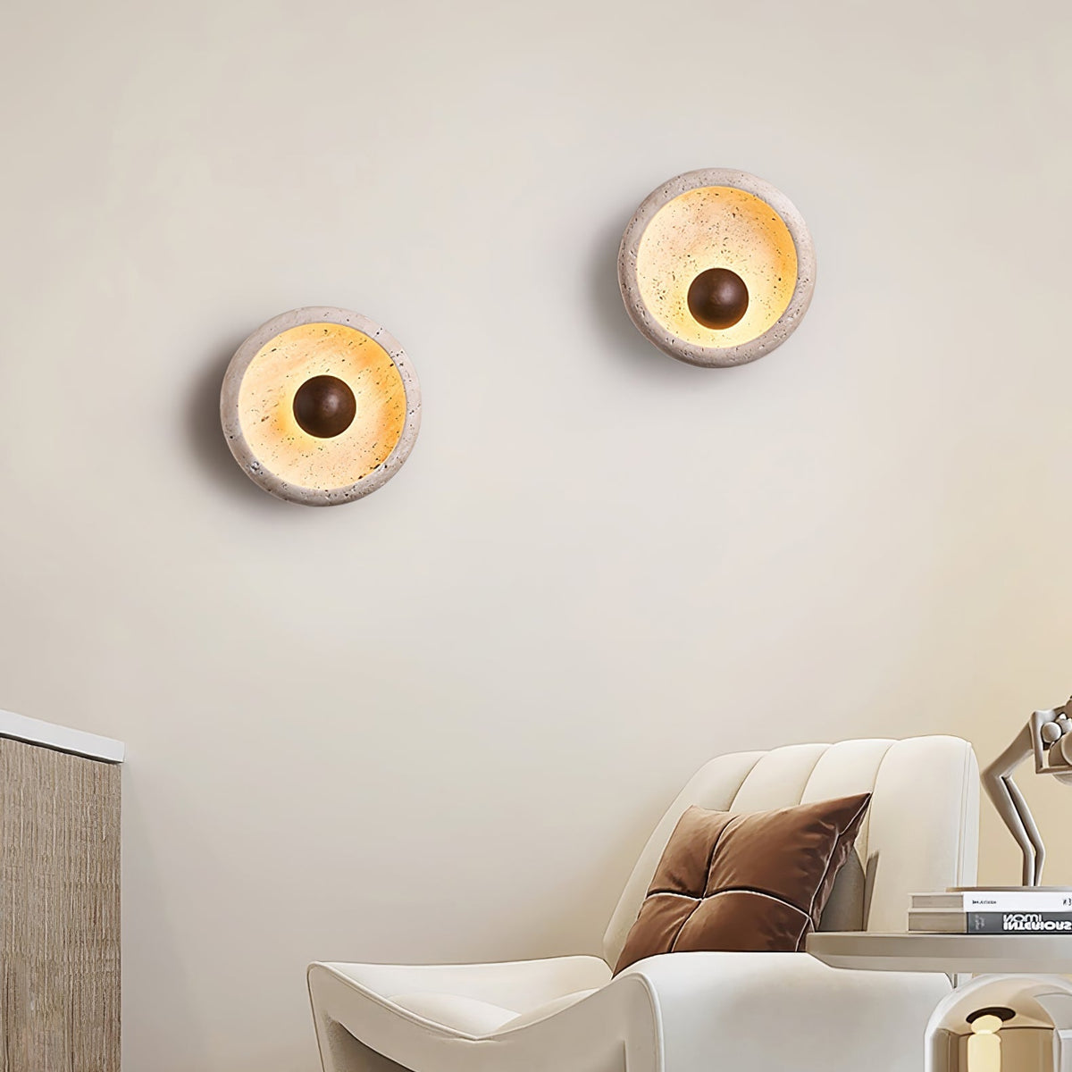 Serinaria aplique de pared de travertino en forma de órbita