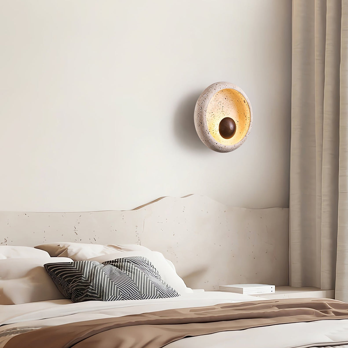 Serinaria aplique de pared de travertino en forma de órbita