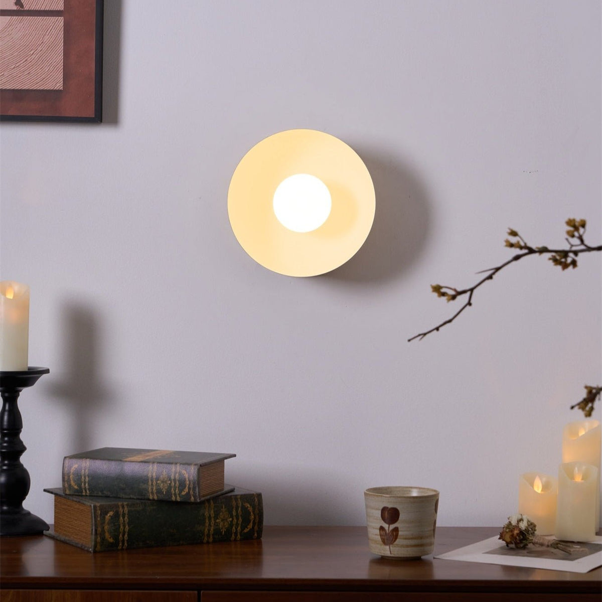 Eirearia aplique de pared moderno minimalista con diseño de eclipse solar en latón y vidrio