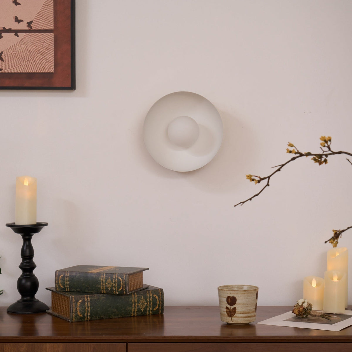 Eirearia aplique de pared moderno minimalista con diseño de eclipse solar en latón y vidrio