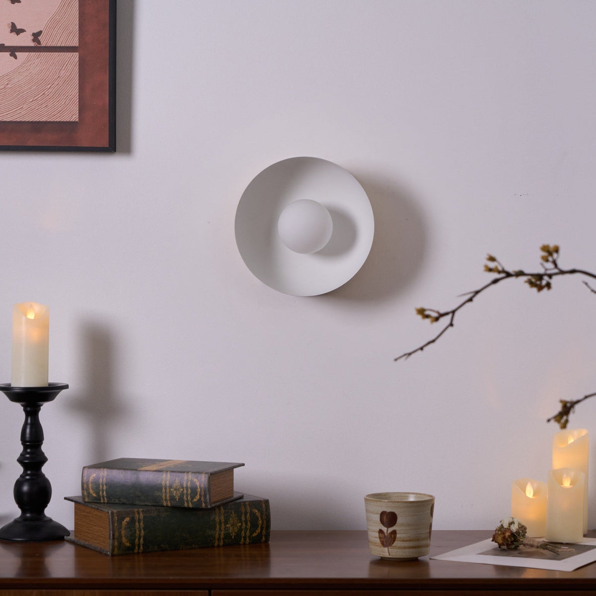 Eirearia aplique de pared moderno minimalista con diseño de eclipse solar en latón y vidrio