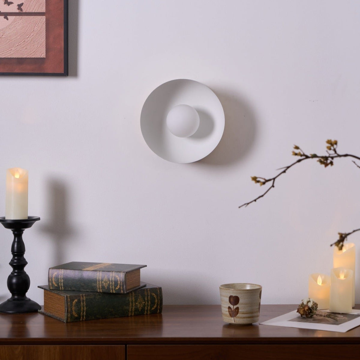 Eirearia aplique de pared moderno minimalista con diseño de eclipse solar en latón y vidrio